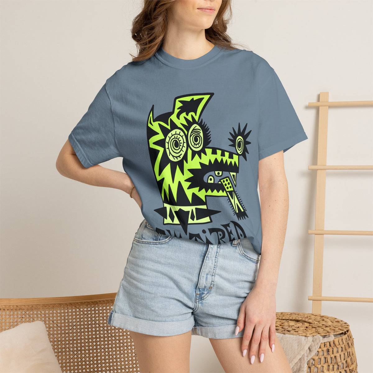 I’m Tired. Neon Tribal Dog T-Shirt Graphic Tee