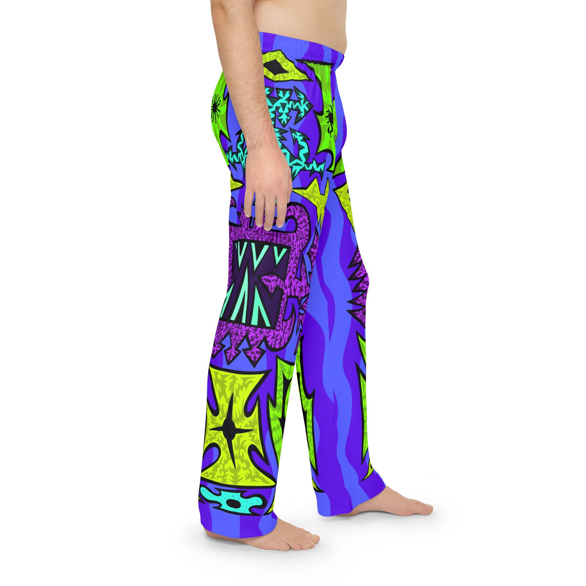 Psychedelic Pattern Pajama Pants — Neon Tribal AOP Lounge Sleepwear