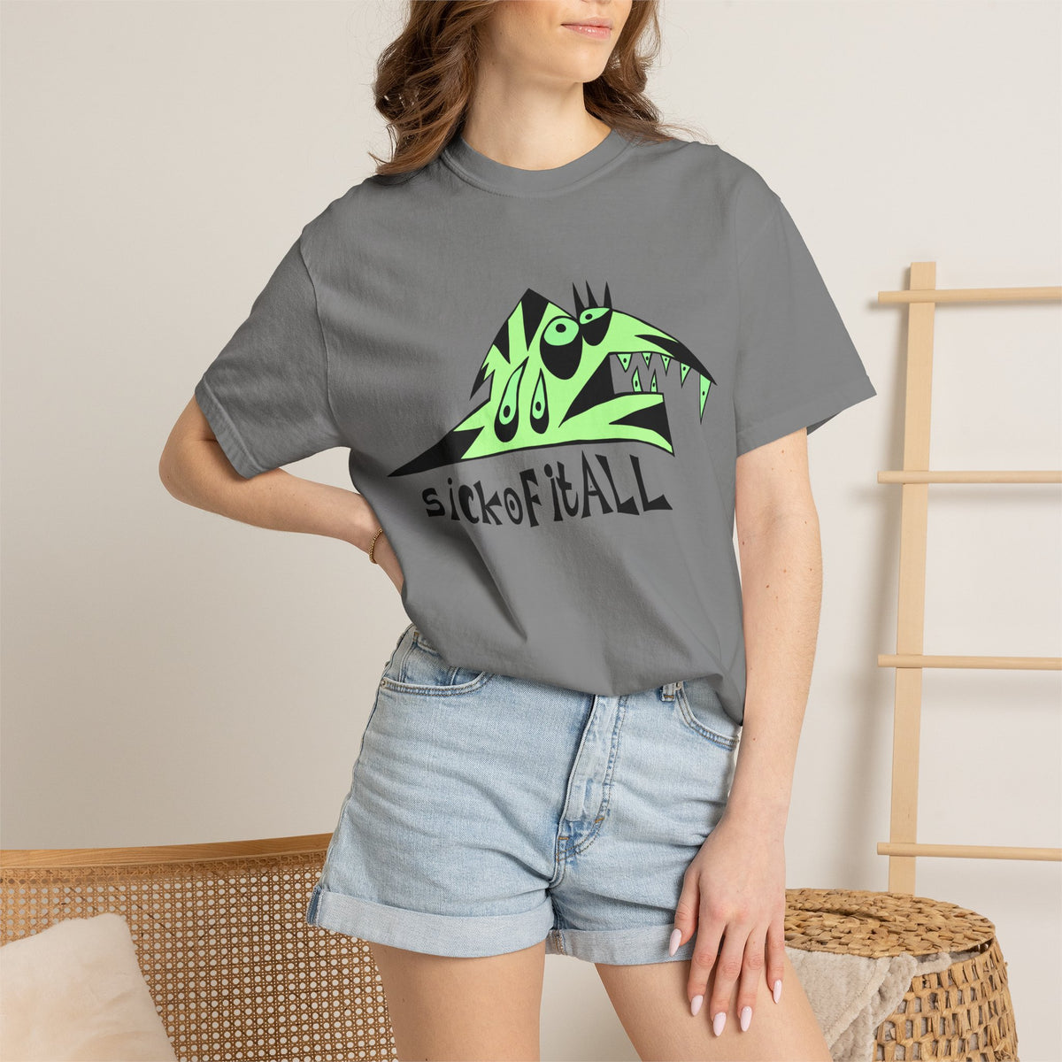 Sick of It ALL Tee — Neon Punk Fishdog Graphic T-Shirt