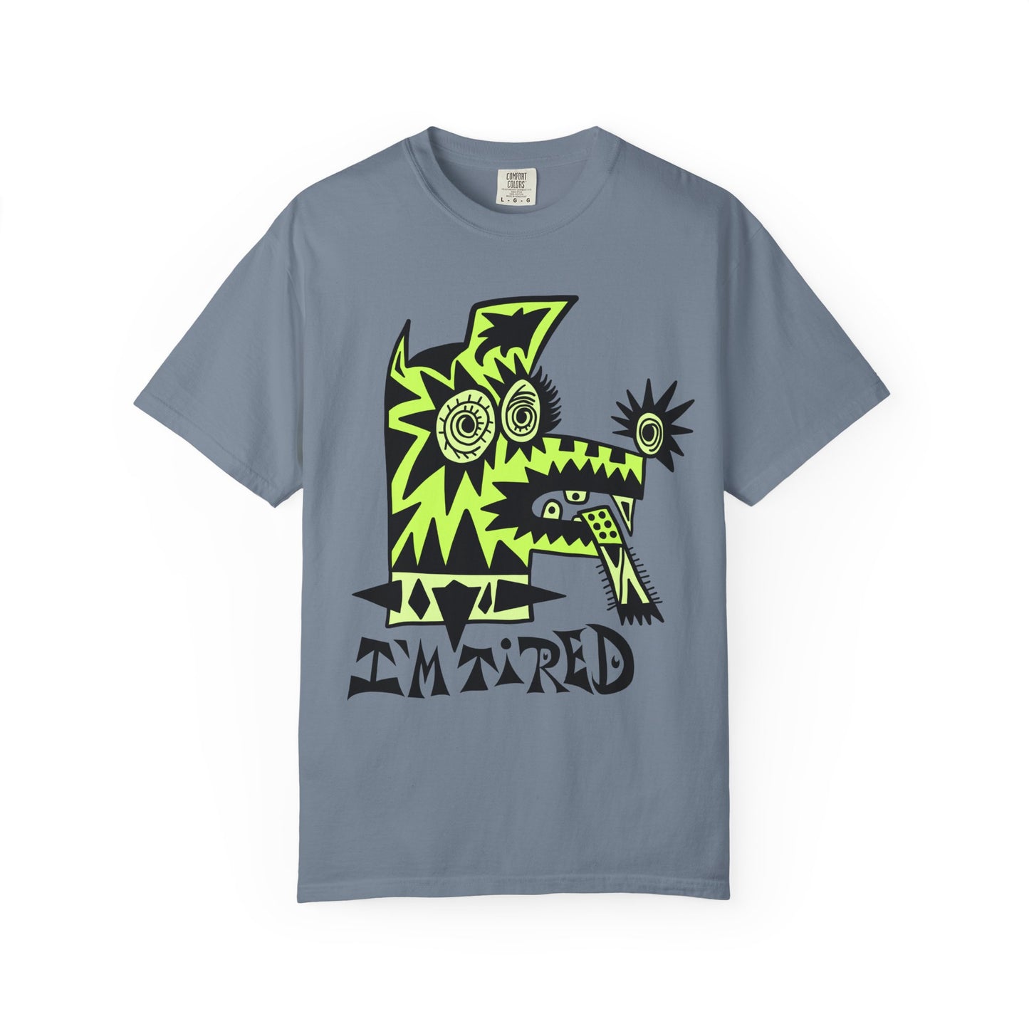 I’m Tired. Neon Tribal Dog T-Shirt Graphic Tee