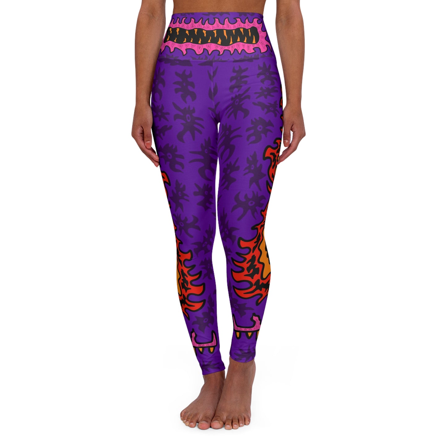 Purple Tribal Flame High-Waist Yoga Leggings