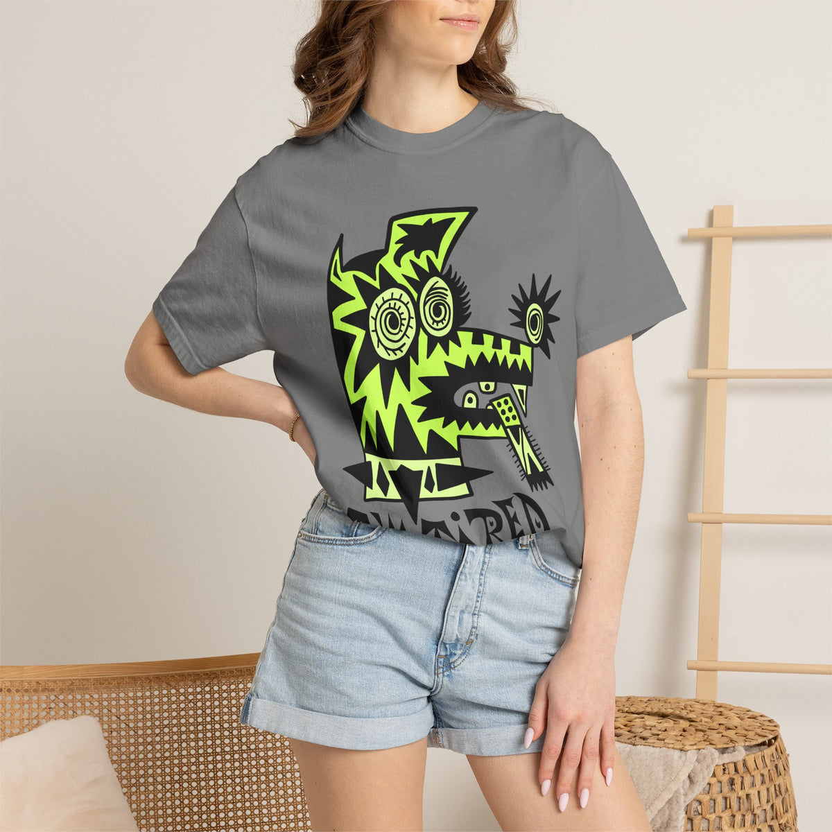 I’m Tired. Neon Tribal Dog T-Shirt Graphic Tee
