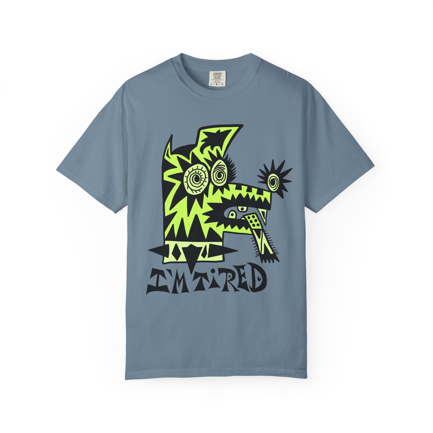 I’m Tired. Neon Tribal Dog T-Shirt Graphic Tee