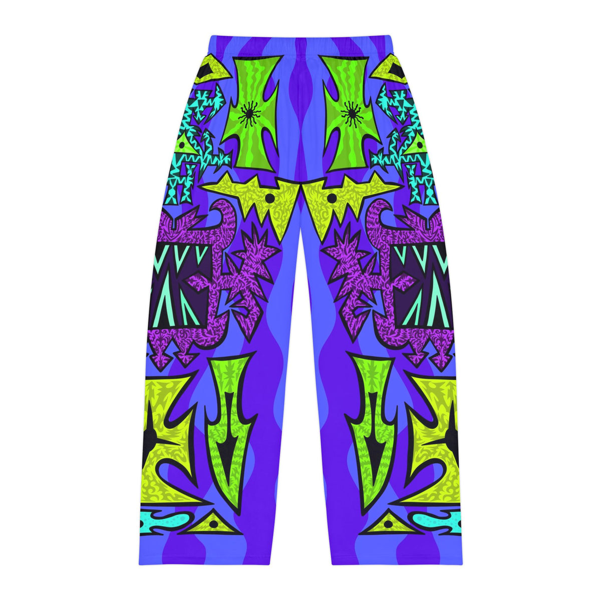 Psychedelic Pattern Pajama Pants — Neon Tribal AOP Lounge Sleepwear
