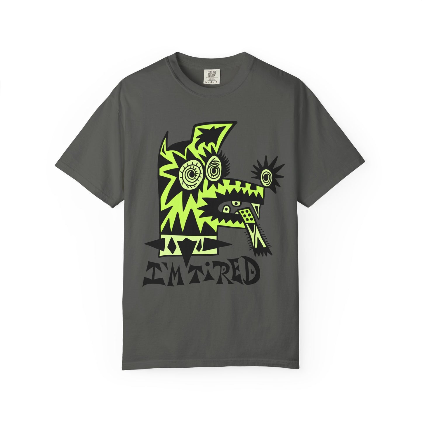 I’m Tired. Neon Tribal Dog T-Shirt Graphic Tee