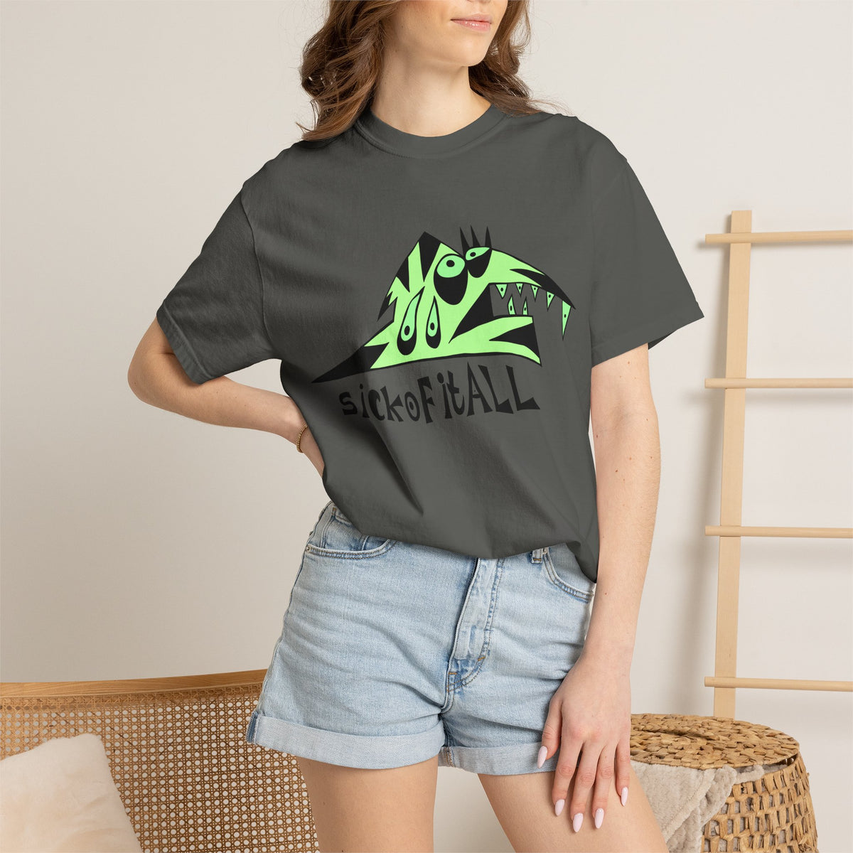 Sick of It ALL Tee — Neon Punk Fishdog Graphic T-Shirt