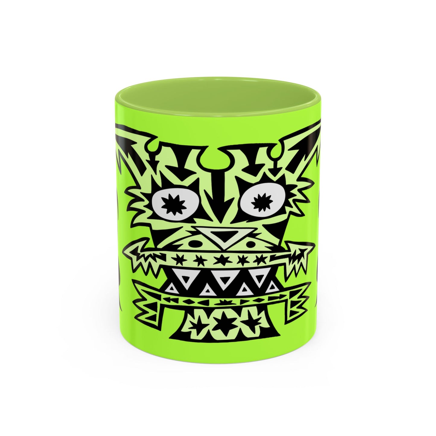 Neon Tribal Tiger Coffee Mug — Bold Green Accent