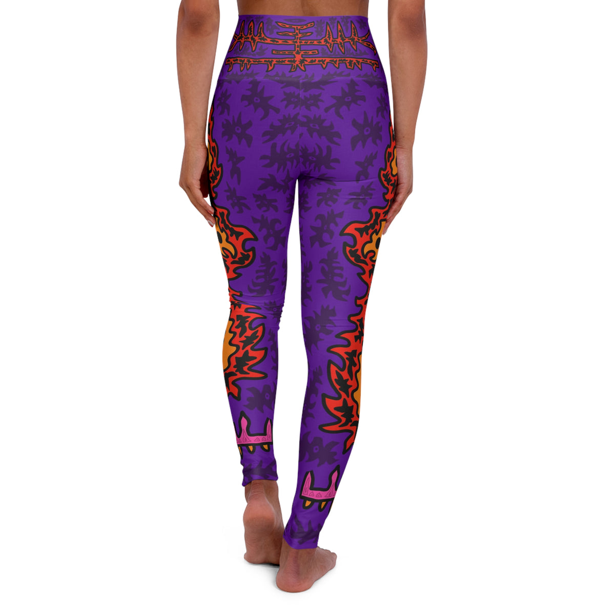 Purple Tribal Flame High-Waist Yoga Leggings