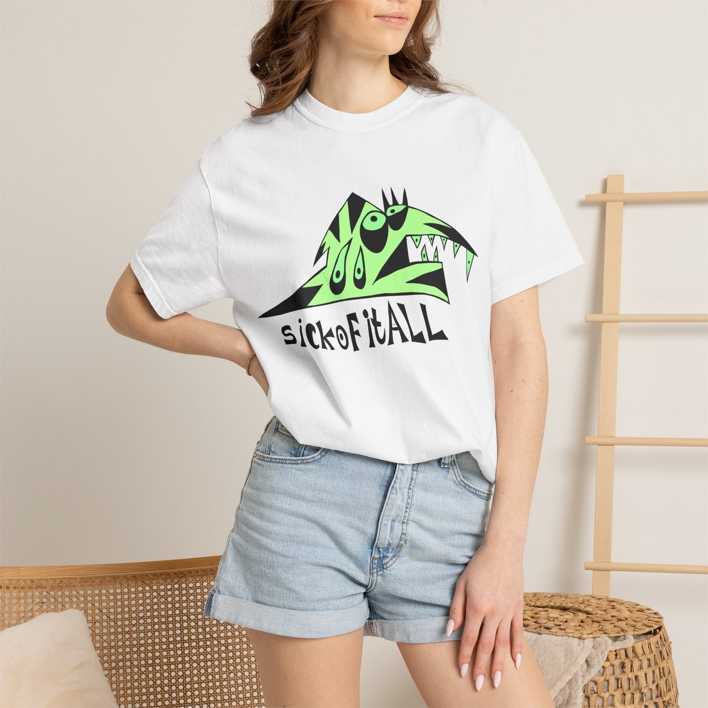 Sick of It ALL Tee — Neon Punk Fishdog Graphic T-Shirt