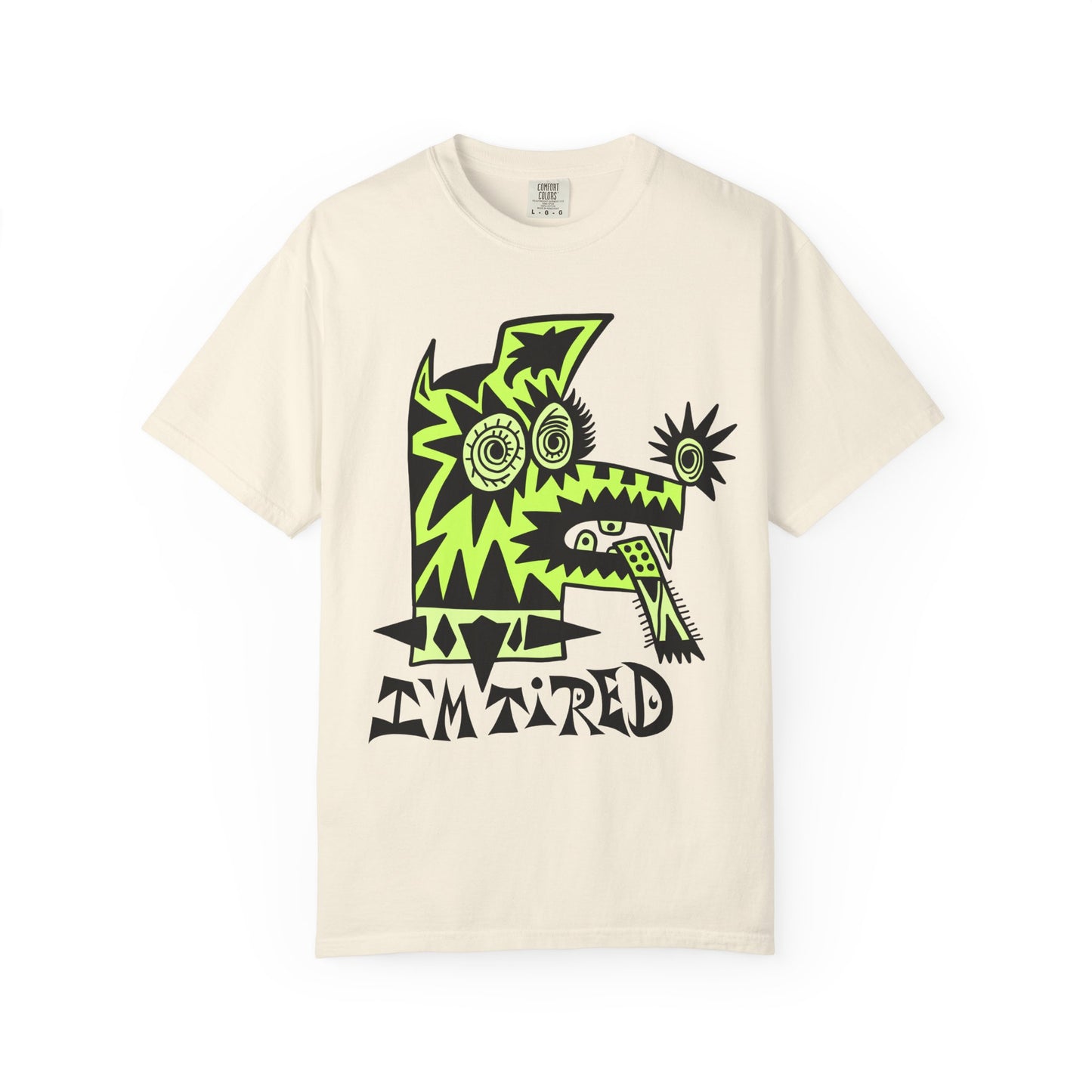 I’m Tired. Neon Tribal Dog T-Shirt Graphic Tee
