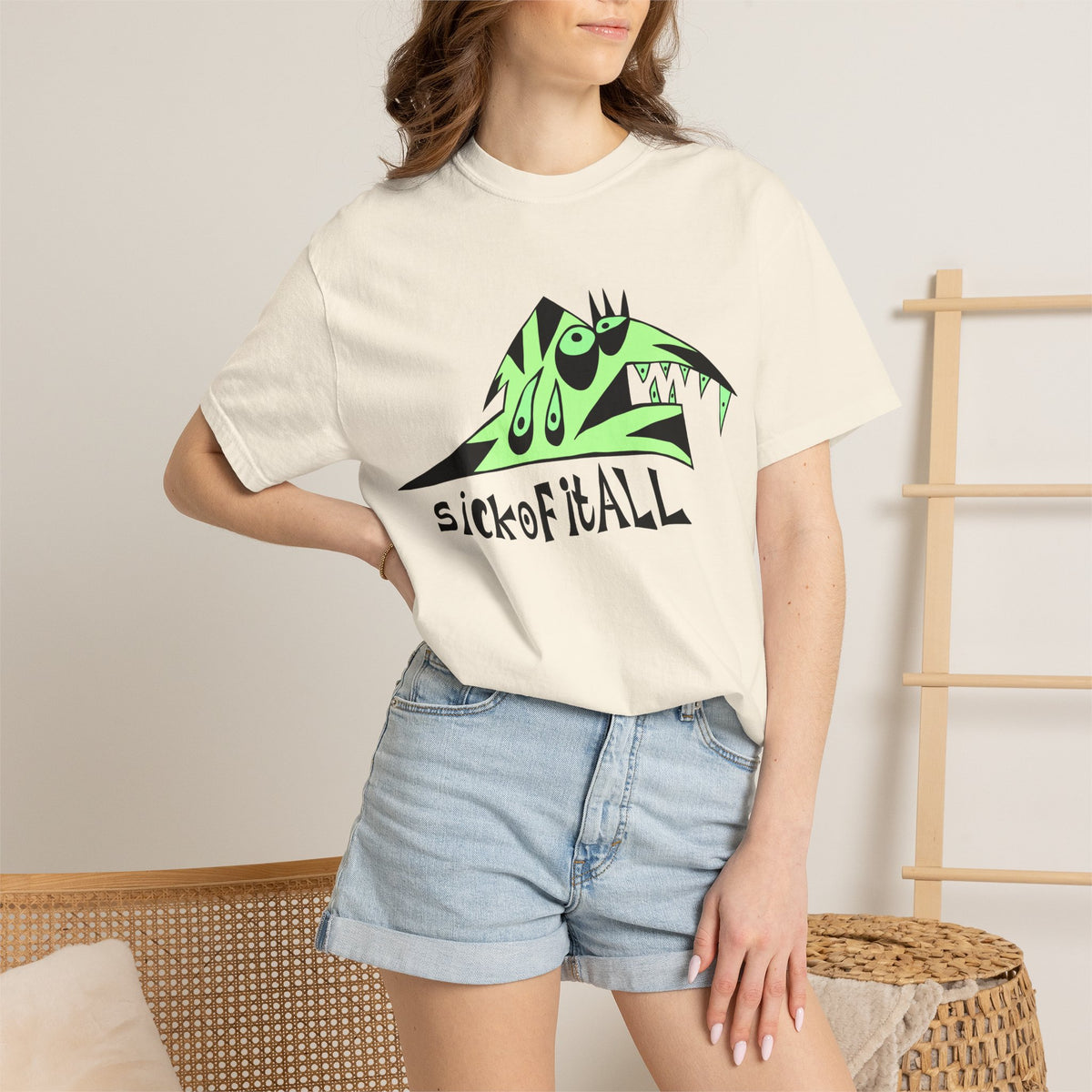 Sick of It ALL Tee — Neon Punk Fishdog Graphic T-Shirt