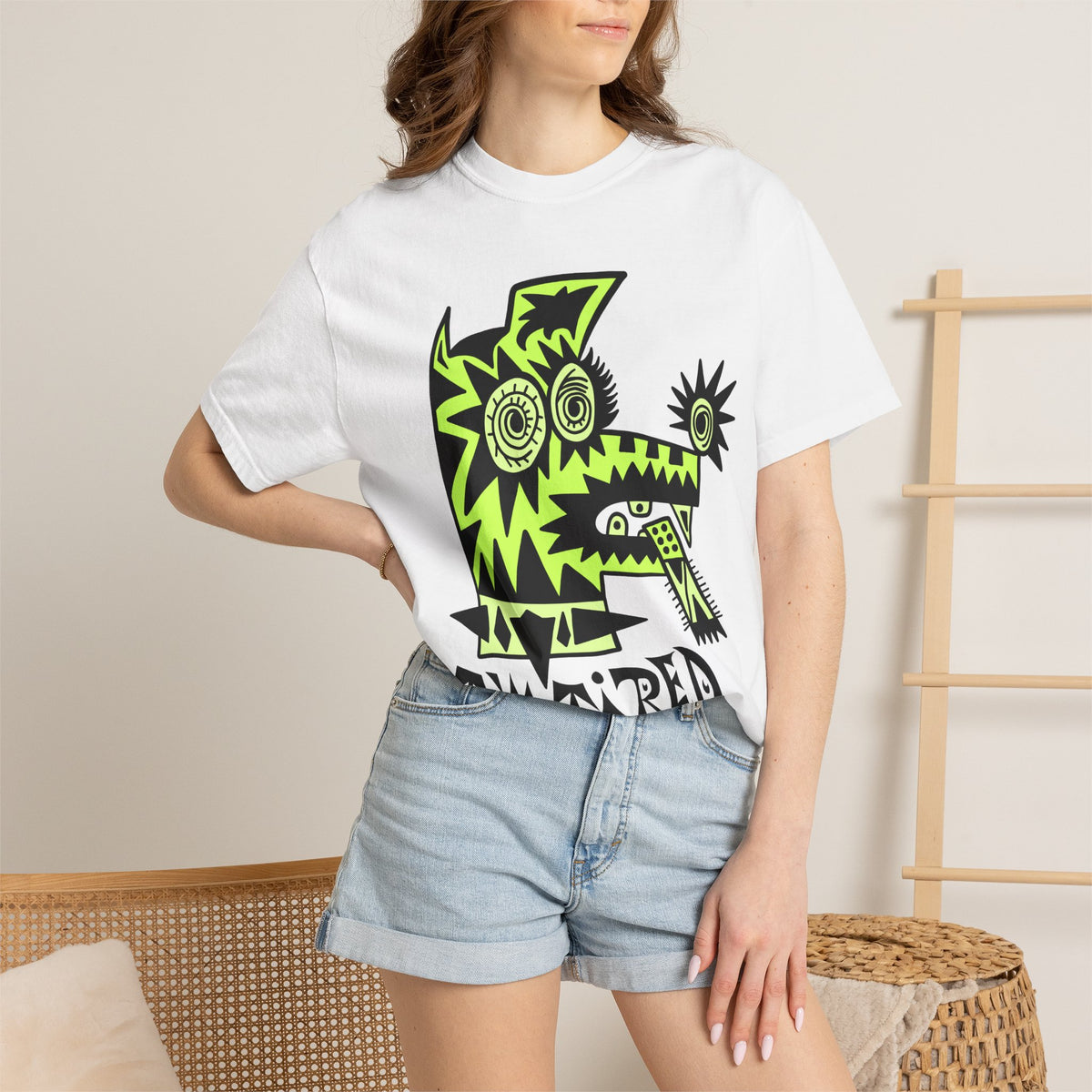 I’m Tired. Neon Tribal Dog T-Shirt Graphic Tee