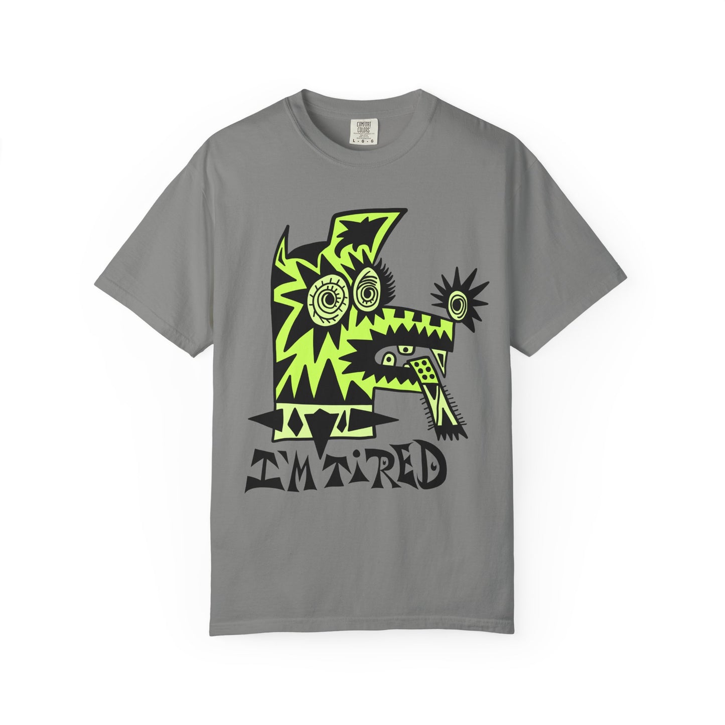 I’m Tired. Neon Tribal Dog T-Shirt Graphic Tee
