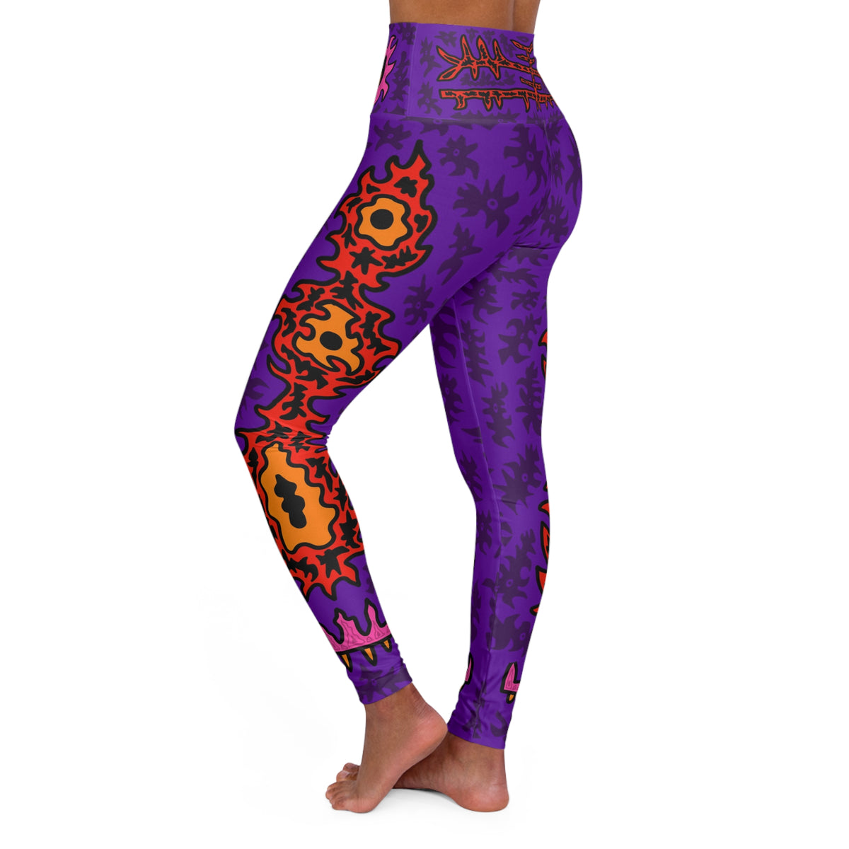 Purple Tribal Flame High-Waist Yoga Leggings