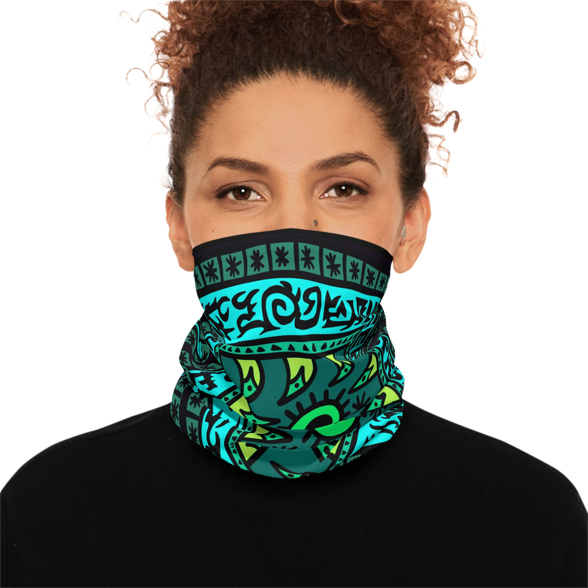 Neon Tribal Eye Neck Gaiter — 'Zero Problems' Midweight Face Cover