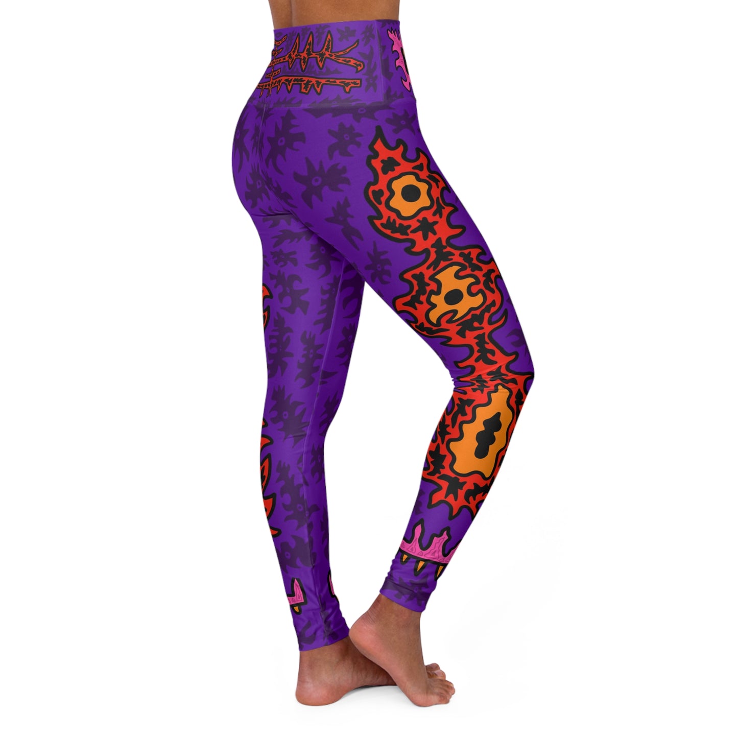 Purple Tribal Flame High-Waist Yoga Leggings