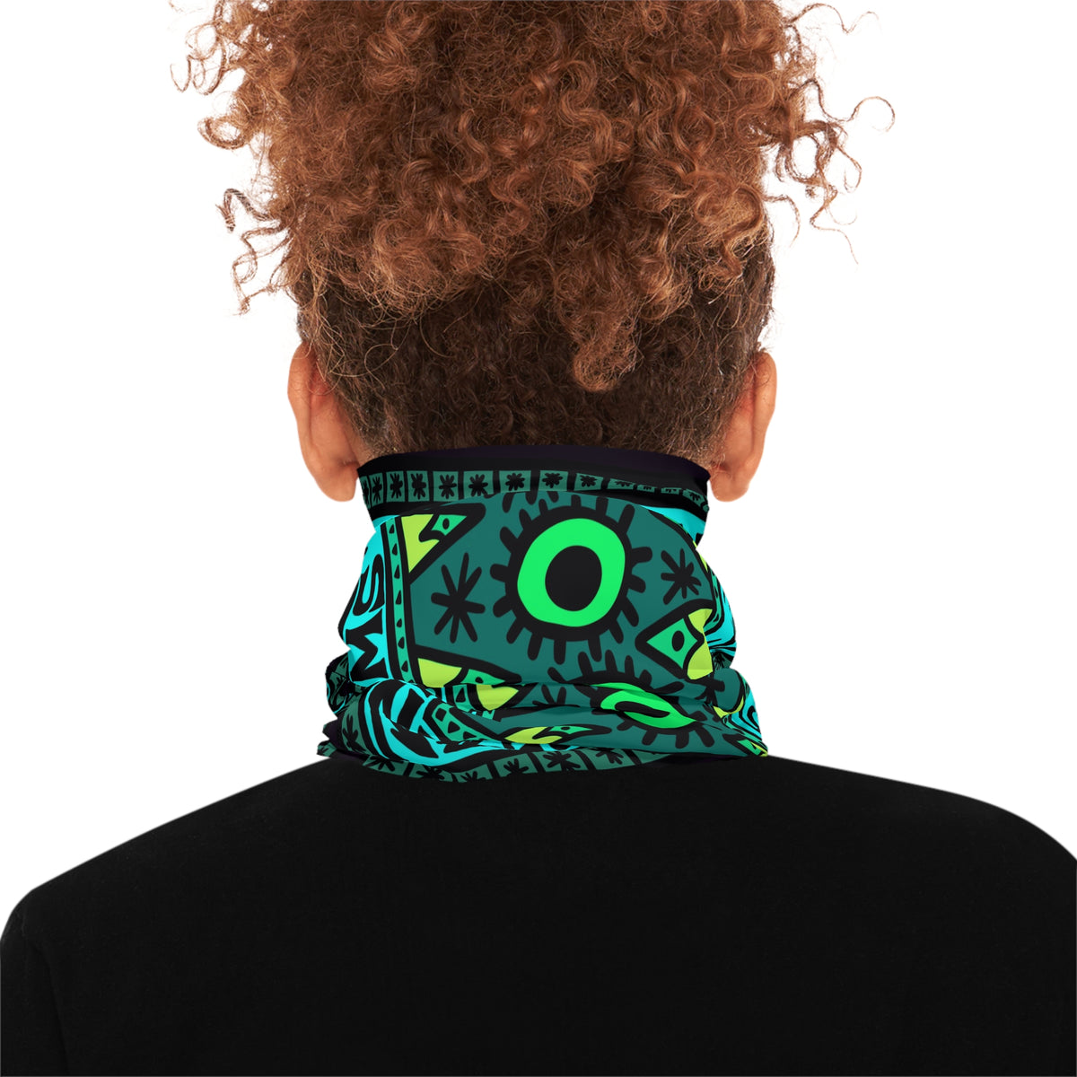Neon Tribal Eye Neck Gaiter — 'Zero Problems' Midweight Face Cover
