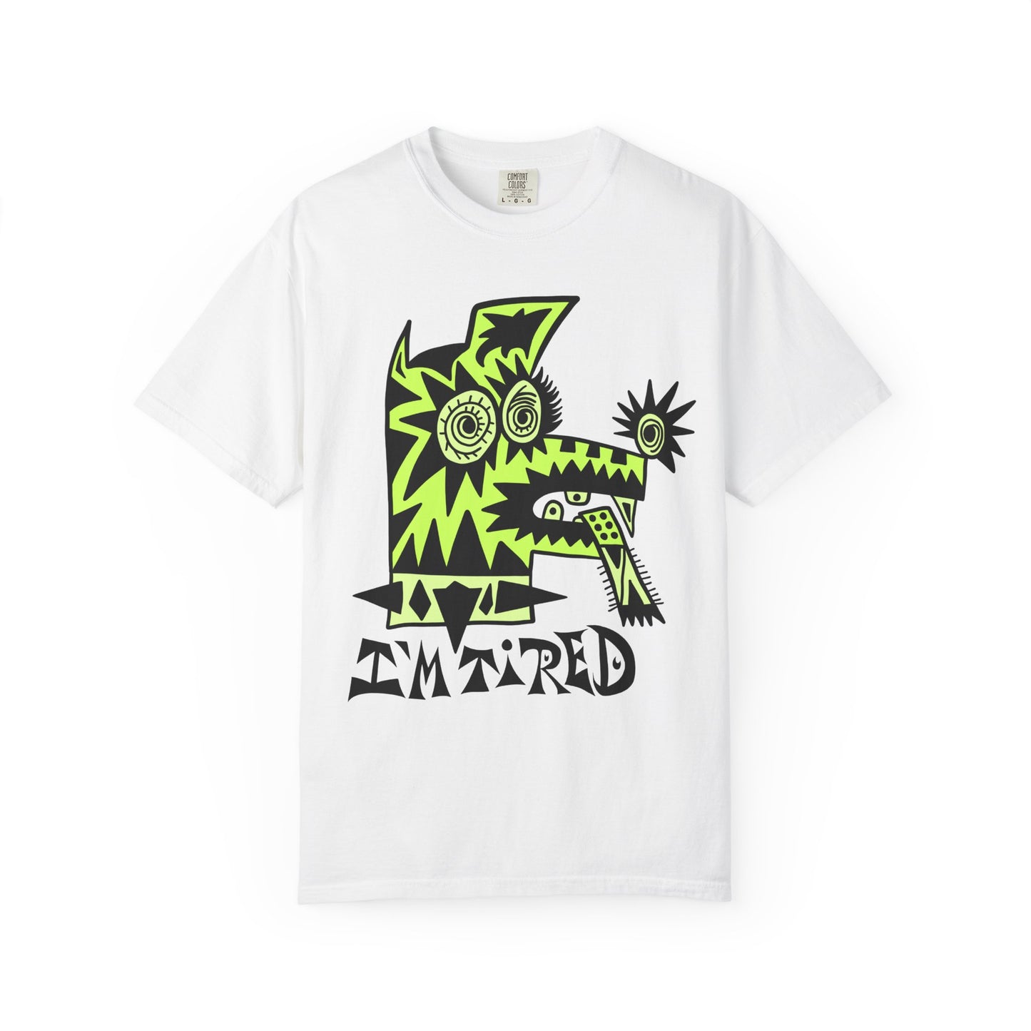 I’m Tired. Neon Tribal Dog T-Shirt Graphic Tee