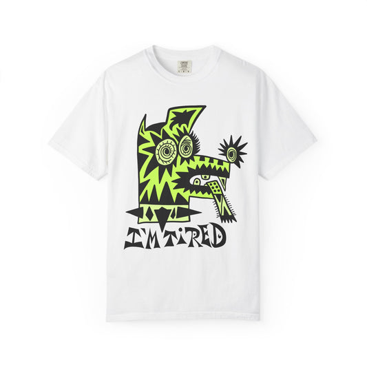 I’m Tired. Neon Tribal Dog T-Shirt Graphic Tee