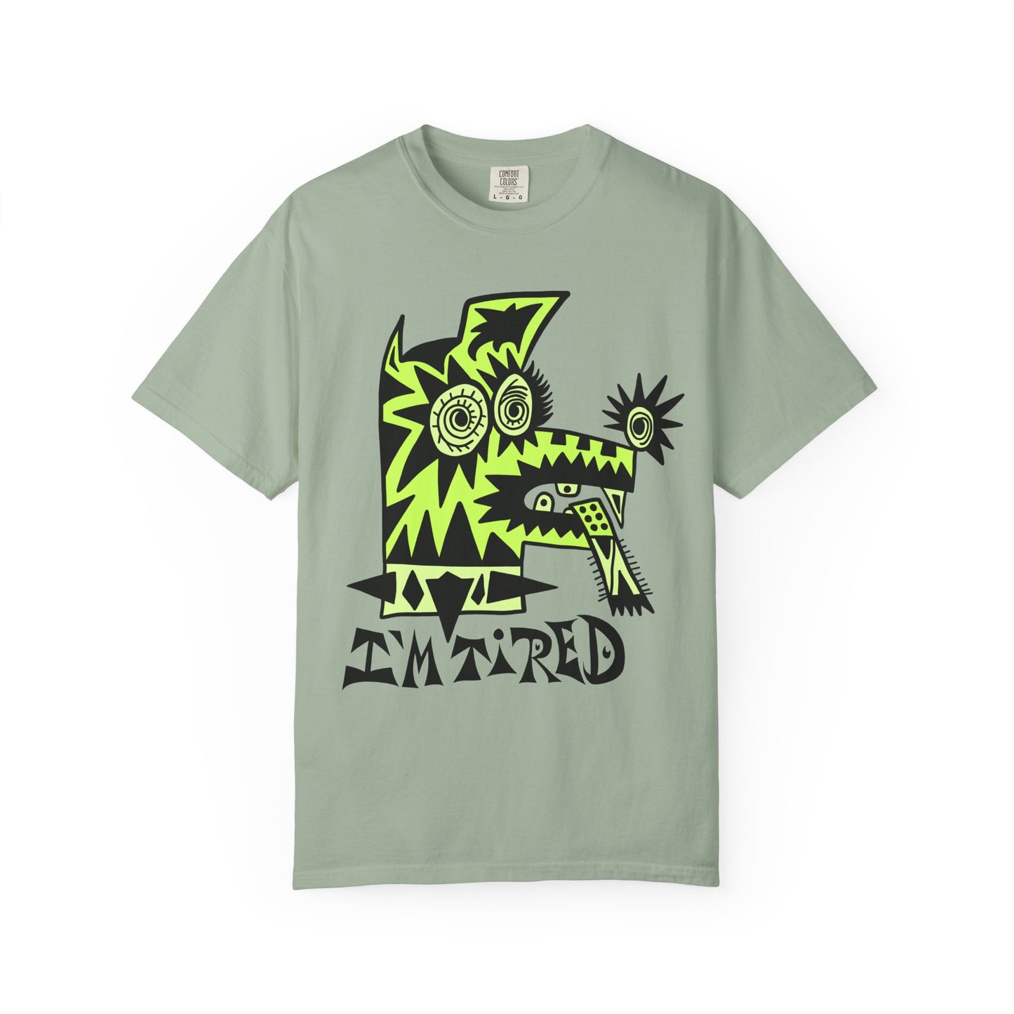 I’m Tired. Neon Tribal Dog T-Shirt Graphic Tee