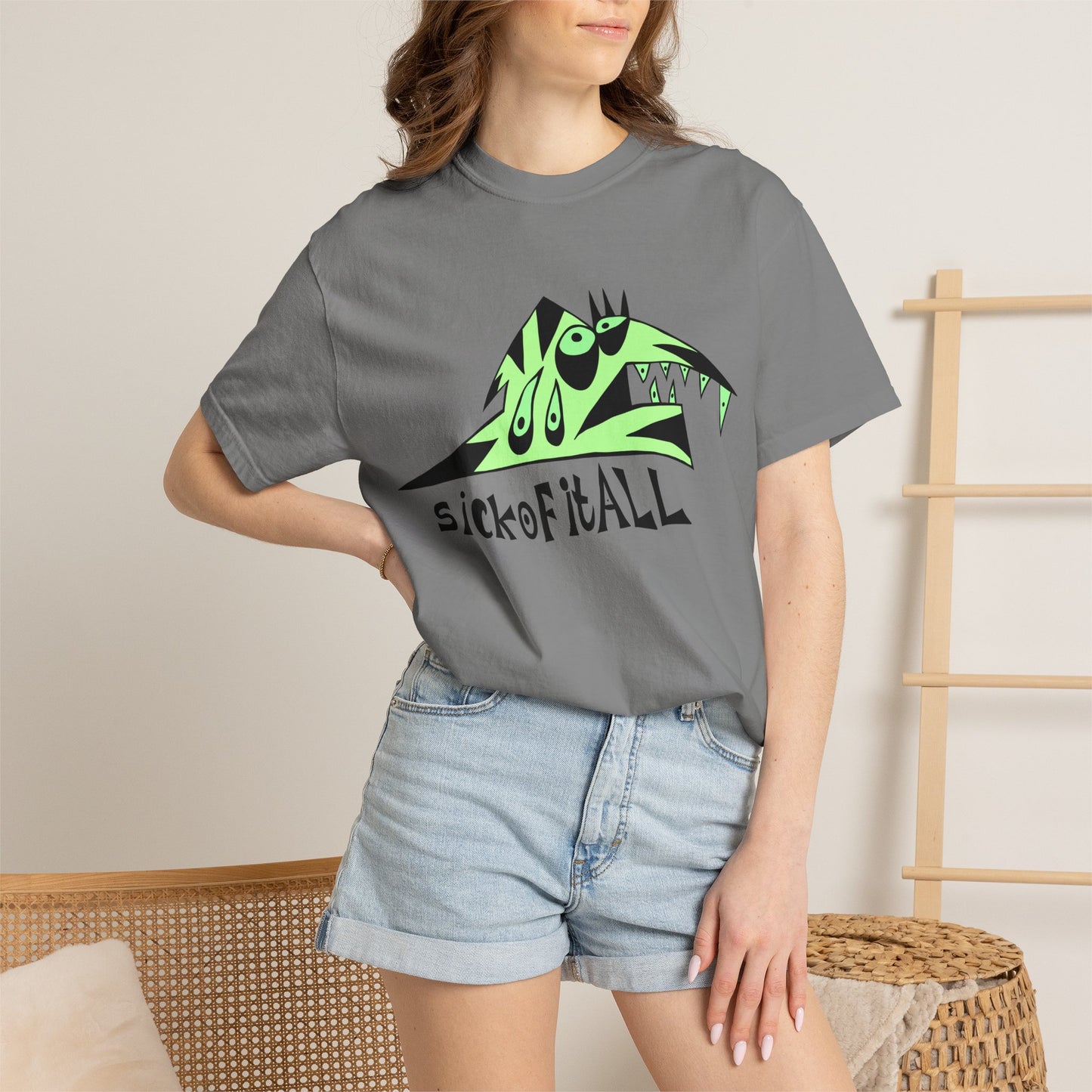 Sick of It ALL Tee — Neon Punk Fishdog Graphic T-Shirt