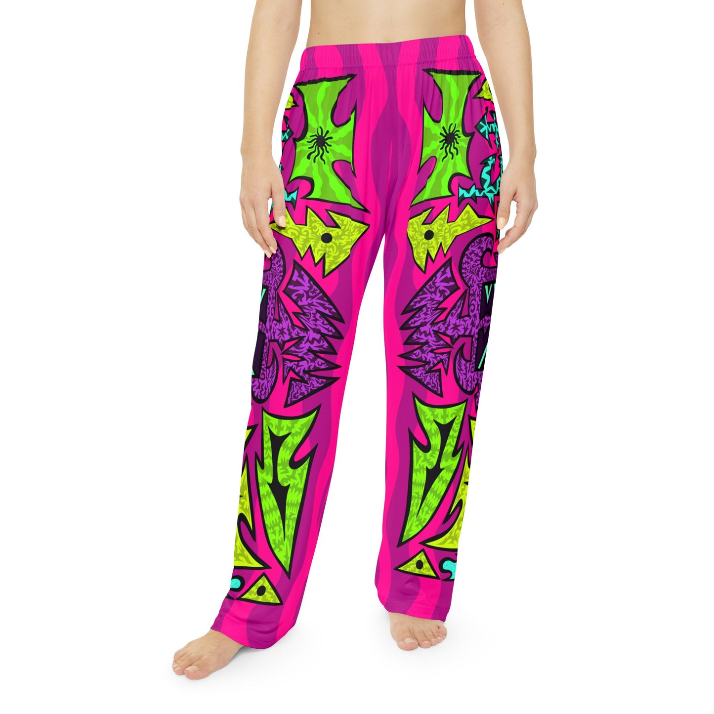 Neon Tribal Lounge Pants — Women’s Psychedelic Pajama Trousers