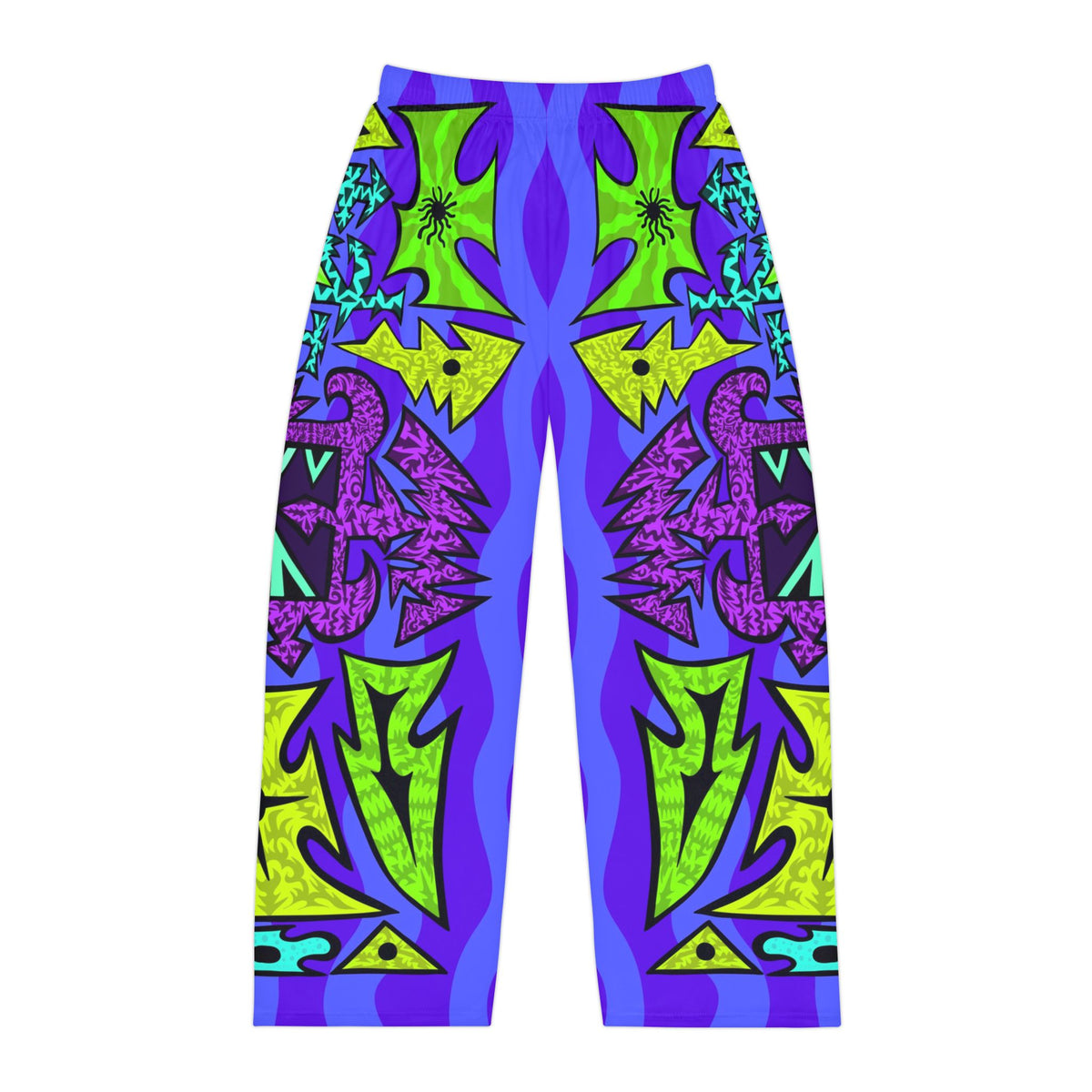 Psychedelic Pattern Pajama Pants — Neon Tribal AOP Lounge Sleepwear