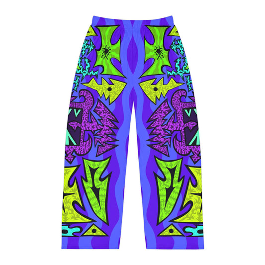Psychedelic Pattern Pajama Pants — Neon Tribal AOP Lounge Sleepwear